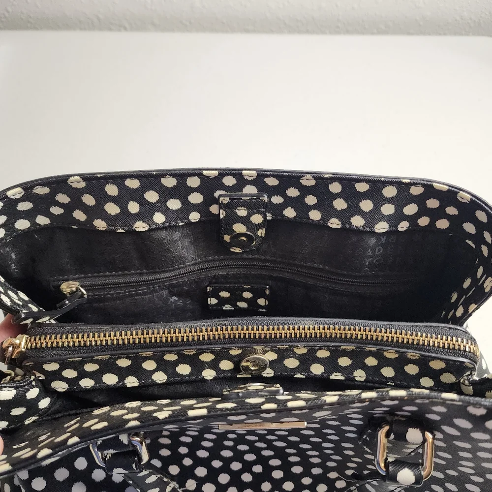 Kate Spade New York Black White Polka Dot Satchel Purse READ